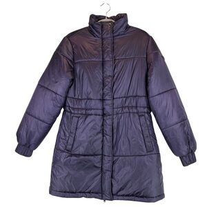 Emporio Armani Quilted Puffer Parka Jacket Dark Bluish Purple Sz 4